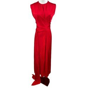 Zara red satin wrap gown size large NWT